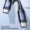 USAMS SJ524USB01 120cm -es textil borítású Type-c -Type-c gyorstöltő kábel 100W , 1375899