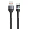 USAMS SJ536USB01 1,2 m textil borítású usb-c töltő kábel, led világítással, 6A