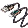USAMS SJ543USB01 120cm-es szövet borítású lightning adat és töltőkábel LCD kijelzővel 2,4A 1380753