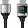 USAMS SJ546USB01 120cm-es textil borítású Type- to Type-c PD gyorstöltő kábel LCD kijelzővel 100W, 5A 1380752