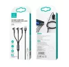 USAMS SJ561USB01 3 az 1-ben gyorstöltő és adat kábel Micro USB, Lightning, Type-C, 66W