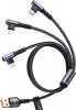 USAMS SJ561USB01 3 az 1-ben gyorstöltő és adat kábel Micro USB, Lightning, Type-C, 66W