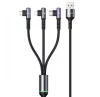 USAMS SJ561USB01 3 az 1-ben gyorstöltő és adat kábel Micro USB, Lightning, Type-C, 66W