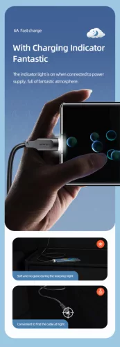 USAMS SJ568USB02 Usb-c gyorstöltő kábel 6A, 120cm 1427039