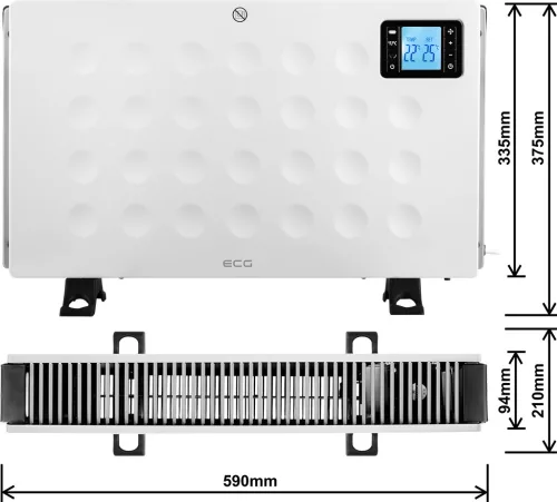 ECG TK-2080 DR White Szabadon álló meleg levegős konvektor