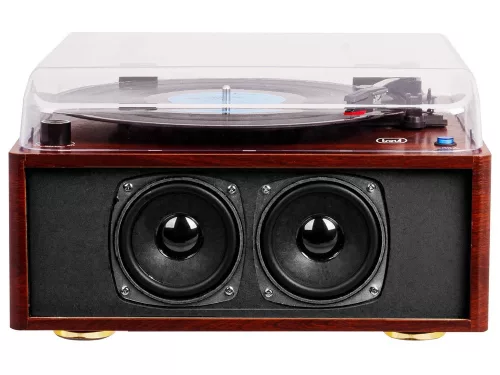 Trevi TT 1030 BT Retro stílusú prémium lemezjátszó, elegáns fa házban, hangszórókkal, Bluetooth ki és bemenettel