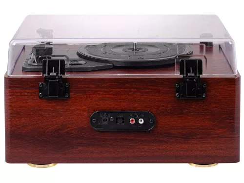 Trevi TT 1030 BT Retro stílusú prémium lemezjátszó, elegáns fa házban, hangszórókkal, Bluetooth ki és bemenettel