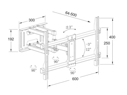 Well TVS-LCD-SWA670-WL LCD TV Fali tartókonzol 32 – 70” (81 - 178 cm)