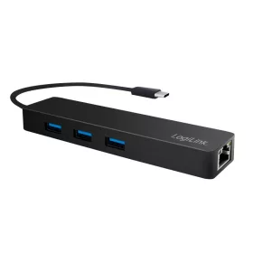  Logilink USB 3.2 Gen 1x1 USB-C 3 portos hub, gigabites adapterrel (UA0313)