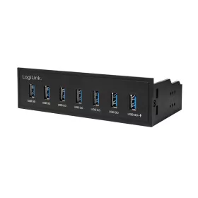   Logilink USB 3.0 hub 5,25", 7 portos, belső, gyorstöltő porttal, fekete (UA0342)
