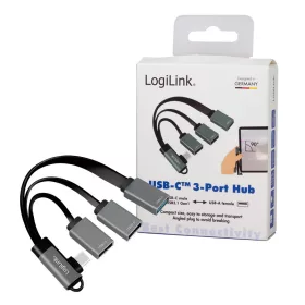   Logilink USB 3.2 Gen 1 hub, USB-C/M (90 )   3x USB-A/F, alu, 0,15 m (UA0361)