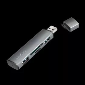   Logilink USB 3.2 Gen2, 2 portos hub kártyaolvasóval, alumínium házzal (UA0394)