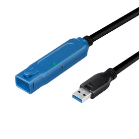  Logilink USB 3.2 Gen1 kábel, USB-A/M-USB-A/F, erősítő, fekete/kék, 30 m (UA0401)