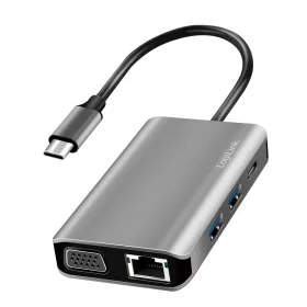   Logilink USB 3.2 Gen 1 dokkoló állomás, USB-C, 7 port, PD, antracit (UA0410)