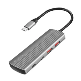   Logilink Ultravékony USB 3.2 Gen2 hub, 2x USB-A, 2x USB-C, PD, 100 W, asztroszürke (UA0413)