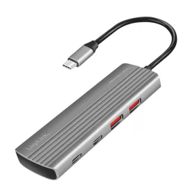  Logilink Ultravékony USB 3.2 Gen2 hub, 2x USB-A, 5x USB-C, PD, 100 W, asztroszürke (UA0414)