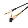 HOCO UPA02 3.5 - 3.5 mm jack aranyozott kábel (90 fokban elfordított csatlakozó véggel), 1m, AUX, fekete