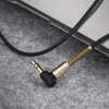 HOCO UPA02 3.5 - 3.5 mm jack aranyozott kábel (90 fokban elfordított csatlakozó véggel), 1m, AUX, fekete