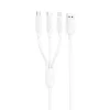 Foneng XS07W Series 3 az 1-ben USB-kábel USB-C + micro USB + Lightning 60W 1.2m, fehér