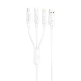   Foneng XS07W Series 3 az 1-ben USB-kábel USB-C + micro USB + Lightning 60W 1.2m, fehér