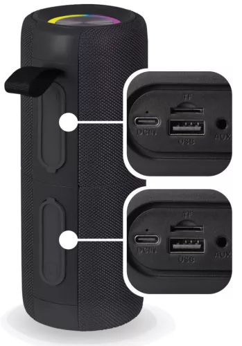 Trevi XSC 8A88 B TWS Bluetooth 5.3 dupla hordozható hangszóró IPX5, Disco LED, fekete szín