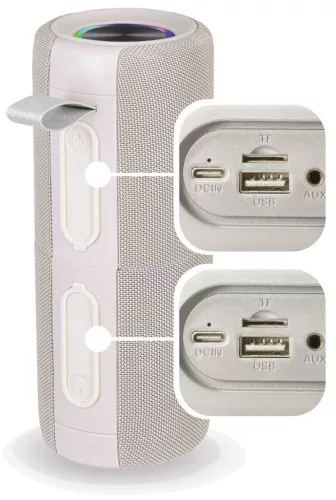 Trevi XSC 8A88 B TWS Bluetooth 5.3 dupla hangszóró IPX5 védelemmel, Disco LED, krém szín